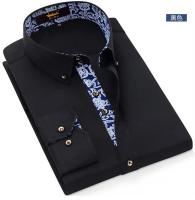 Camisa De Cuello Alto Azul Y Blanco Para Hombres Calidad Superior Algodón Manga Larga Moda Negocios Ajustada Nueva 2024 - details 11