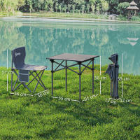 Outsunny Conjunto de Mesa y Sillas de Camping Mesa Plegable Portátil Camping con Sillas Incluye 1 Mesita 55x51x50 cm y 4 Sillones Plegables con Bolsillos Laterales y Bolsa de Transporte Gris Oscuro - details 2