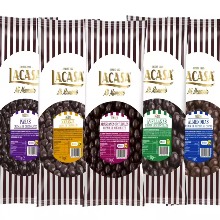 Lacasa pack 5kg deliciosas bolas de frutos secos con chocolate: Pasas de Corinto Negro,Almendra Leche,Avellana Negro, naranja Negro,Arándanos Negro - 1