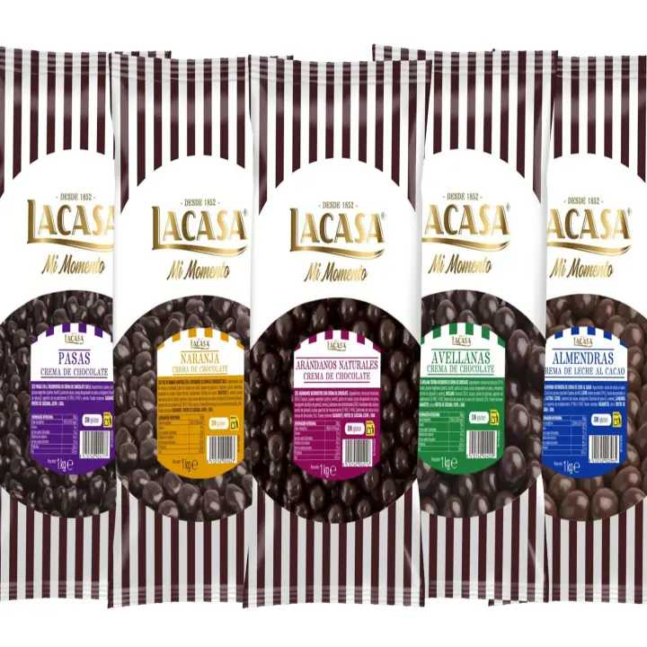 Lacasa pack 5kg deliciosas bolas de frutos secos con chocolate: Pasas de Corinto Negro,Almendra Leche,Avellana Negro, naranja Negro,Arándanos Negro - 1