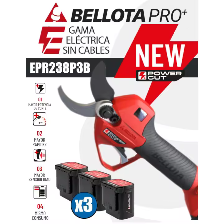 TIJERA ELÉCTRICA MARCA BELLOTA MODELO EPR238P3B (38mm.) 3 BATERÍAS. - 1
