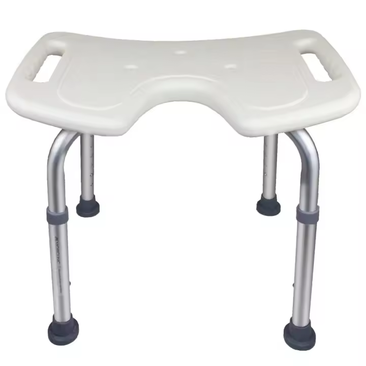 Mobiclinic Taburete de baño Bahía Silla para Ducha Marca Española Asiento en U Altura Regulable Ortopédica Banqueta baño Conteras Antideslizantes WC para Mayores y discapacitados - 1