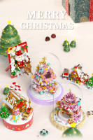 Bloques De Construcción Navideñas Rosa Árbol De Navidad Y Casa De Nieve En Blanco Y Negro Juguete De Artesanía Para Niños Decoración De Escritorio Regalos De Vacaciones - details 8