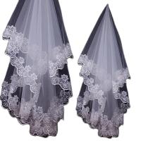 Velo De Novia Blanca De Encaje Bordado En Tulle De Alta Calidad 1 Capa Accesorios De Boda Para Mujer Medio Brazo 2024 - details 1