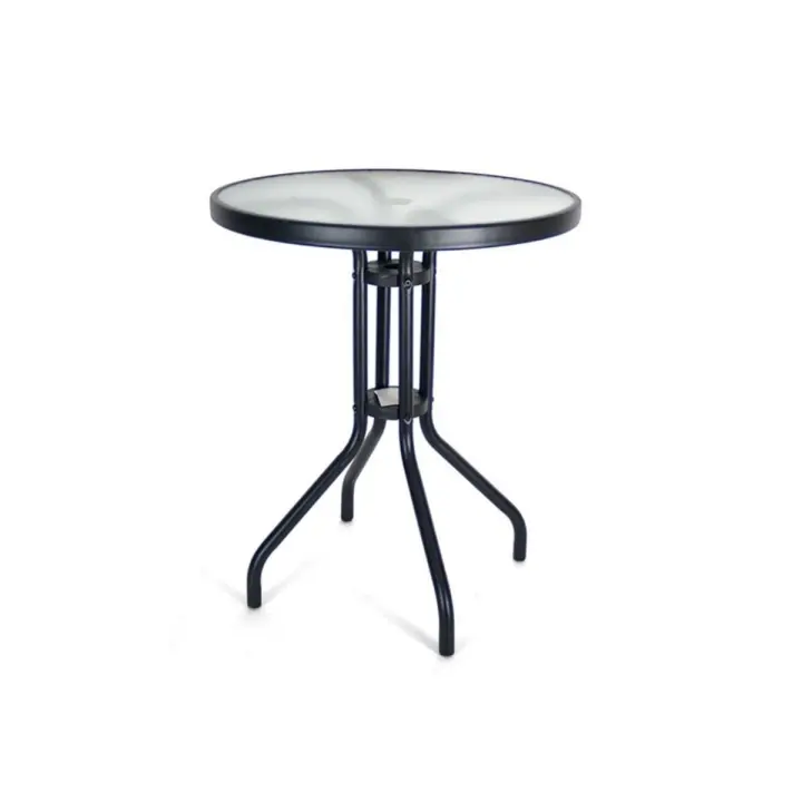 Gerimport - Mesa de Exterior con Agujero para Sombrilla Negro 71x60x60 Cm - 1