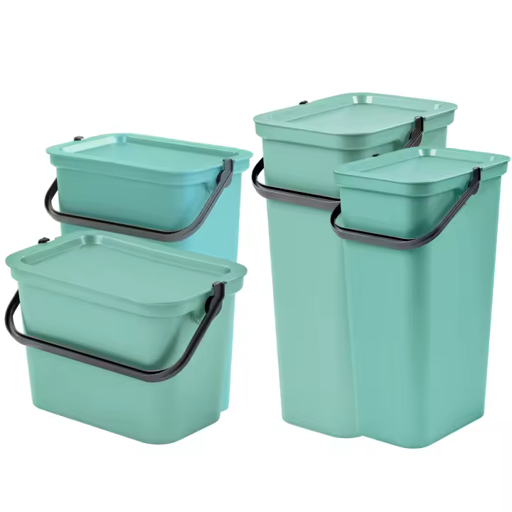 Tontarelli Set de 4 Papeleras MODA 5L/10L/25L/40L Grafito con Asa - Diseño Moderno - 1