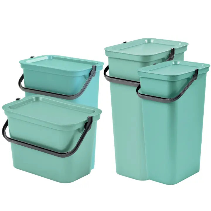 Tontarelli Set de 4 Papeleras MODA 5L/10L/25L/40L Grafito con Asa - Diseño Moderno - 1