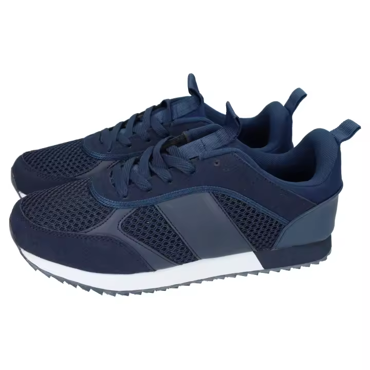 Deportivos marca DEMAX para hombre en color marino. Deportivas casuales para hombre, color azul marino, cierre de cordones, plantilla extraible y piso de goma antideslizante - 1