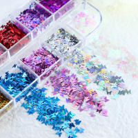 12 Grillas De Diseño Estelar De Cuatro Puntos Glitter Holográfico Para Uñas Adornos De Tela De Lentejuelas DIY Para Arte De Uñas - details 12