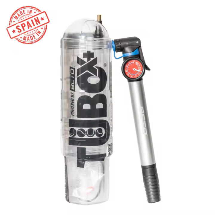 TuboX4 Crystal + Bomba de aire con manómetro 27cm  TuboPlus - Presurizador de Pelotas de Tenis y Padel - 1
