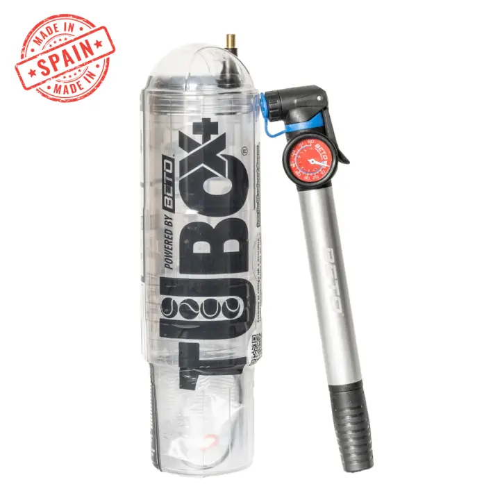 TuboX4 Crystal + Bomba de aire con manómetro 27cm  TuboPlus - Presurizador de Pelotas de Tenis y Padel - 1