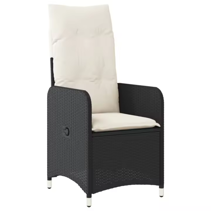 Sillón reclinable de Jardín con almohadas sintético Negro - 1