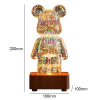 Luz Nocturna LED Proyección 3D De Ondas De Choque De Osos Con Colorido USB Decoración Atmosfera Ajustable Para Habitación Decorativo De Vidrio - details 1