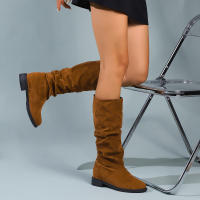 Botas De Media Caña Cómodas Para Mujer Con Punta Redonda, Slip-on, Tacón Medio, Plataforma, Upper De Tela, Suela De TPR, Diseño Clásico. - details 30