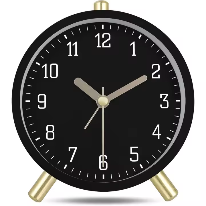 Reloj Despertador Analógico Silencioso, Metal Blanco Leche Classic con Luz Nocturna, Reloj de Mesa Moderno para Mesilla Dormitorio 11cm - 1