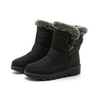 Botas De Nieve Para Mujer 2024 Con Colar De Pelo De Zorro Impermeables Altas Antideslizantes Cuero Sintético Y Algodón Plataforma Botines De Invierno - details 2