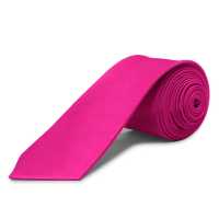Ociodual Corbata estrecha de poliester unisex para eventos color Fucsia textura fina - details 1