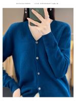 Suéter De Punto De Lana Merino 100% Para Mujer Cuello V Otoño Invierno Estilo Coreano Versátil Moda Oficina Regular Cierre Único Manga Larga - details 29