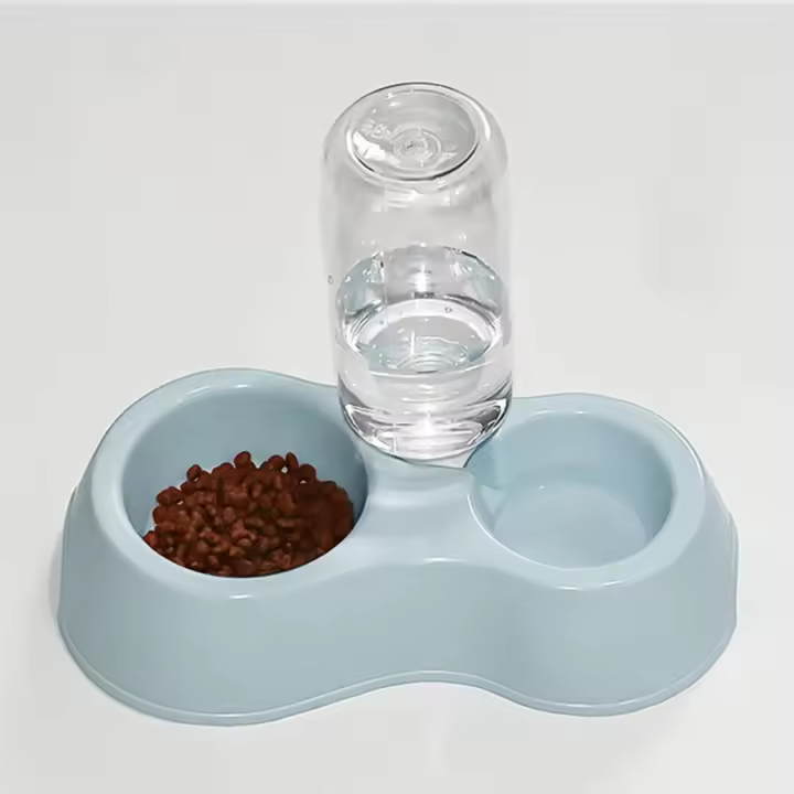 Tazón Para Gatos Con Agua Automática Y Recarga Anti-Derrame Doble Tazón De Alimentos Y Agua Para Mascotas Material Plástico Forma Cuadrada - 1