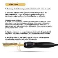Peine Calefactor Eléctrico Portátil Para Cabello Y Pelucas Rizador Y Liso Adecuado Para Todas Las Edades Sin Batería Incluida - details 5