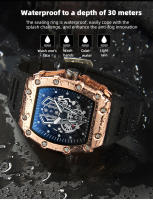 Reloj Deportivo De Cuarzo Para Hombres Con Pantalla Grande Resistente Al Agua Y Luminoso De Material De Aluminio Y Goma Estilo Casual - details 4