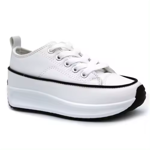 Zapatillas plataforma polipiel BUBBLE KIDS 828 en blanco o negro. - 1