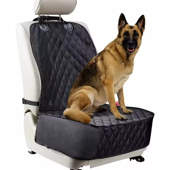Funda para asiento de coche para perros para asientos delanteros Funda para asiento de coche para perros, resistente al agua, antiarañazos, se adapta a la mayoría de camiones, furgonetas y SUV (negro) - 1