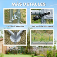 PawHut Gallinero para Exterior Gallinero de Acero Galvanizado con Cubierta Anti-UV e Impermeable Jaula para 5-8 Gallinas Plata - details 4