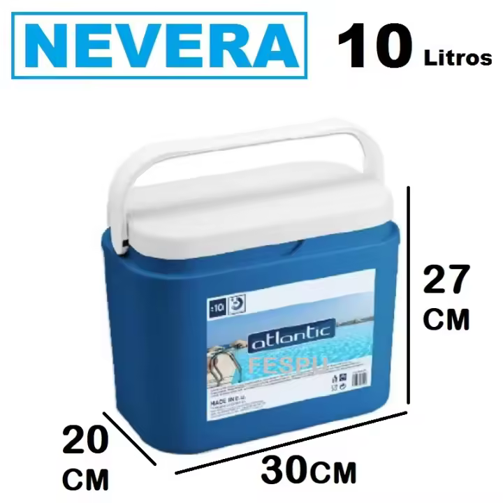 Nevera de playa,camping, PLASTICO rigito,PORTATIL ,10/18/24/30 litros ,COLOR AZUL, CON ASA,cm,fespu - 1