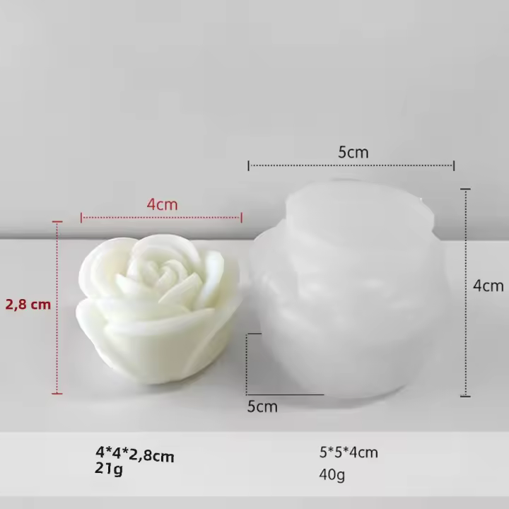 Molde De Cera Y Sabão Em Peça Em Silicone Forma De Flor Romântica Rosa Tamanho Médio Para Decoração De Casamento Presente De Dia Dos Namorados - 1