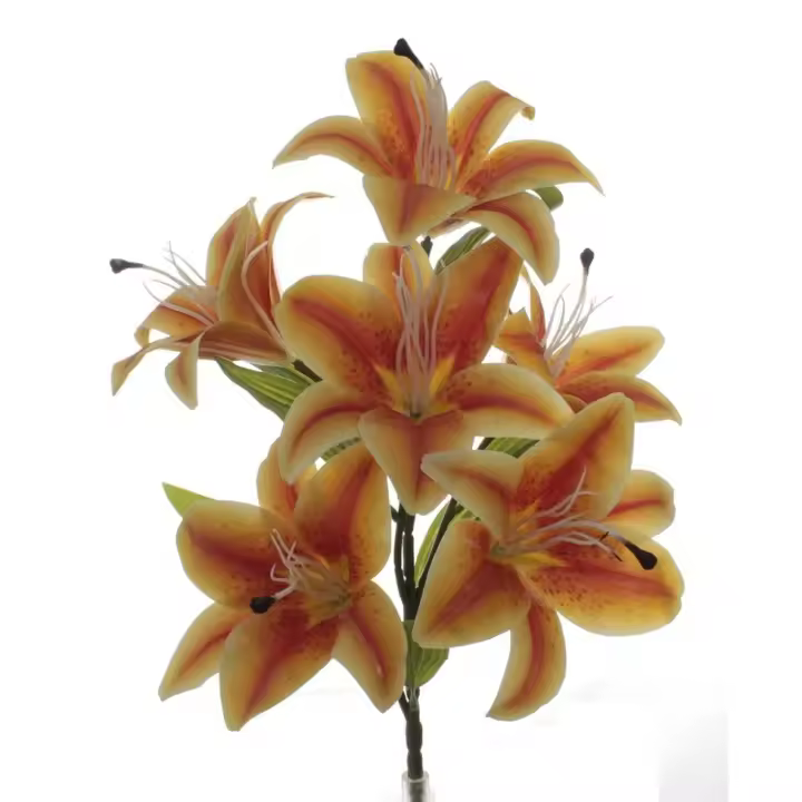 Ramo de Flores Artificiales Lilium de Tacto Natural, Tamaño 40 cm aprox, Decoración Elegante y Duradera para Cualquier Espacio, Resistente a la Intemperie, Duradero y Elegante, Ideal para Decoración en Exteriores - 1