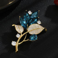 Broche De Cristal Serie De Plantas Moda Para Mujer Joyería De Ropa Accesorios De Fiesta Forma De Flor Y Hoja - details 3