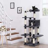 Árbol para gatos rascador con nidos, hamaca, plataformas y bolas de juego, altura de 154 cm en colores opcionales - details 7
