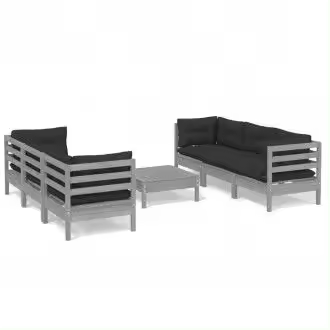 VIDAXL 3096120 juego de muebles para jardín de 7 piezas modulares acabado gris antracita con cojines - 1