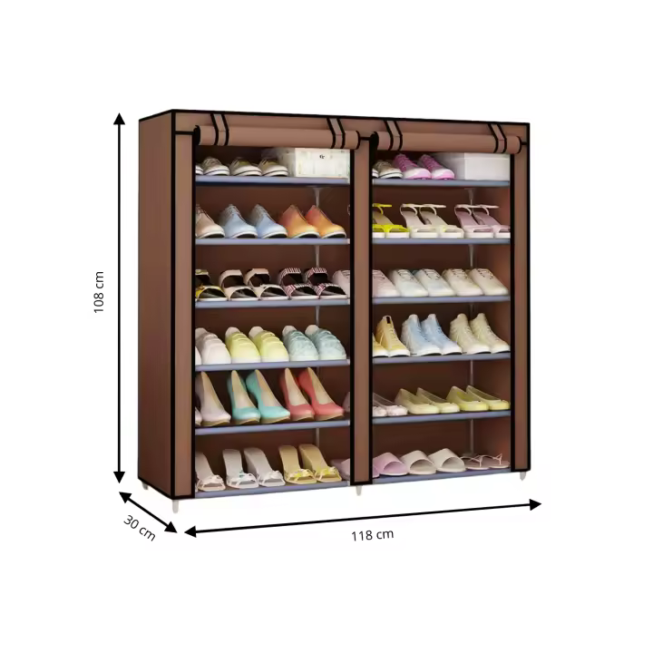 LUTODY - Zapatero, Organizador de zapatos de tela textil auxiliar, Compacto de varios niveles, Vertical , Tubo metal, Plegable, Vestidor portátil para recibidor, Entrada, Sala de estar, Salón, Ligero y resistente - 1
