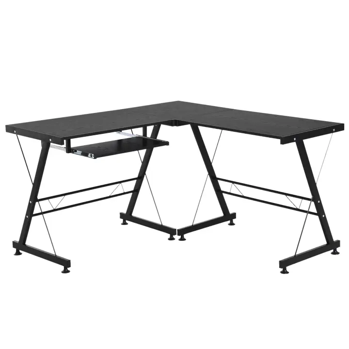 HOMCOM Mesa de Ordenador PC Escritorio para Oficina Hogar 2 Tipos Mesa Esquinera Forma L Escritorio Recta Marco Acero - 1