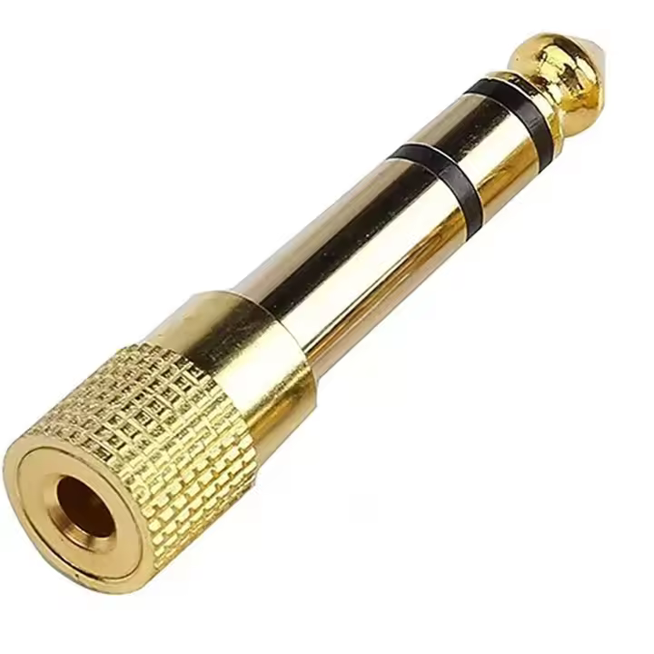 FGNS Adaptador de Audio, Convertidor de Jack 6.35mm a 3.5mm Macho a Hembra, Adaptador Jack 6.35 Macho a Mini Jack 3.5 mm Hembra en Cobre Puro Chapado en Oro para Clavija Auriculares y Cascos Audio Gaming Pc Piano Guitarra - 1
