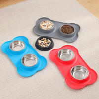 Tazón De Alimentos Y Agua Para Perros De Doble Capa Antideslizante En Silicona Y Acero Inoxidable Resistente Y Duradera Para Mascotas - details 5