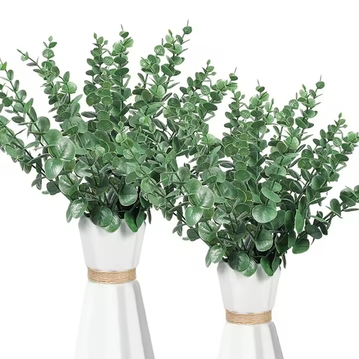 10/20PCS Hojas De Eucalipto Artificiales Ramas Plantas Falsas Para DIY Coronación De Navidad Boda Año Nuevo Fiesta Decoración De Mesa Hogar - 1