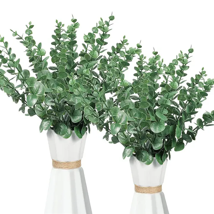 10/20PCS Hojas De Eucalipto Artificiales Ramas Plantas Falsas Para DIY Coronación De Navidad Boda Año Nuevo Fiesta Decoración De Mesa Hogar - 1