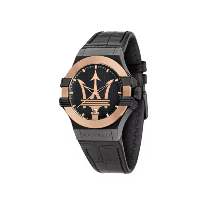 Maserati Reloj Hombre Potenza 42mm 3h Blk Dial Blk St Rg Pvd Acero 10 Atm - 1