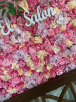 Pared De Flores Artificiales Rosa De Seda Para Decoración De Bodas Bebés Y Navidad Estilo De Hojas Verdes Y Rosas Tamaño Grande - details 7