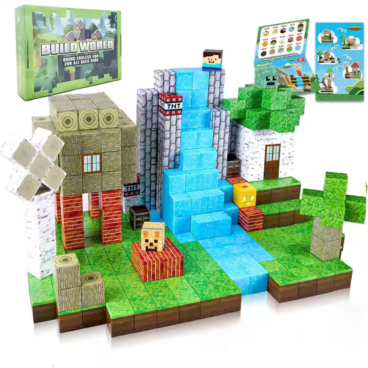 Bloques De Construcción Magnéticos Set De Mundo Del Hierro Juguete Educativo STEM Montessori Cubos De Pila Para Niños Regalo De Navidad - 1