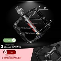 Pedales De Bicicleta BUCKLOS 3 Rodamientos Plataforma Plana Ultraligera Antideslizante Para MTB BMX Y Ciclismo En Carretera Material De Aluminio Color Negro/Gris/Rojo/Azul/Morado - details 5