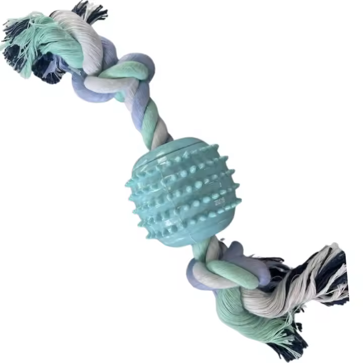 Buena Pet Shop Juguete Perros Pelota Limpia encías + Cuerda 25 cm Azul o Rosa - 1