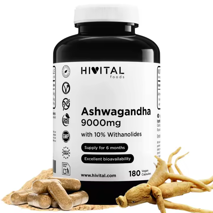 Ashwagandha 9000 mg | 180 cápsulas veganas. Hivital - 1