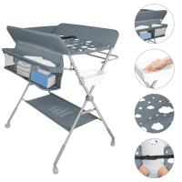 Cambiador de bebé plegable, estación cambiador para bebé portátil, cómoda cambiador con cojín, con ruedas, mesa cambiador móvil con colchón de pañales - details 2