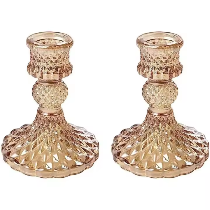 Paquete de 2 varillas cónicas de vidrio, soportes de pilar para mesa de boda - 1