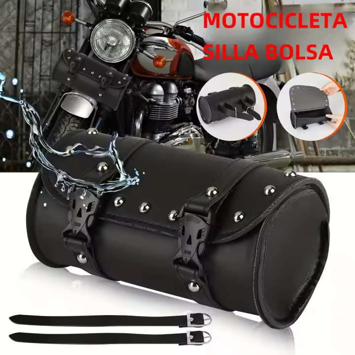 Bolsa De Pared Trasera De Motocicleta PU Cuero Impermeable Mini Bolsa Táctica Universal Retro Para Lado De Motocicleta - 1