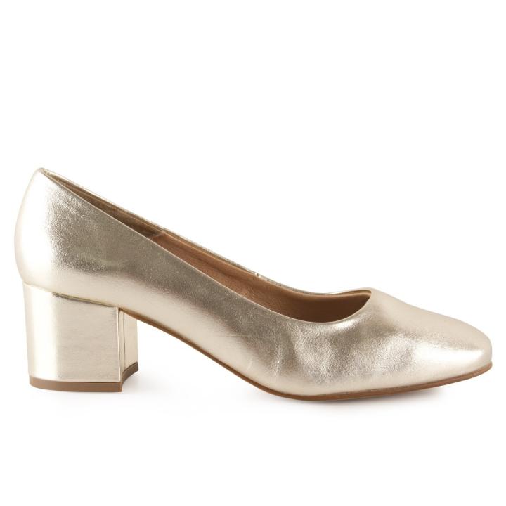 Zapatos Salones dorados de piel by Chamby Piel Piel y textil Piel rellena de gel